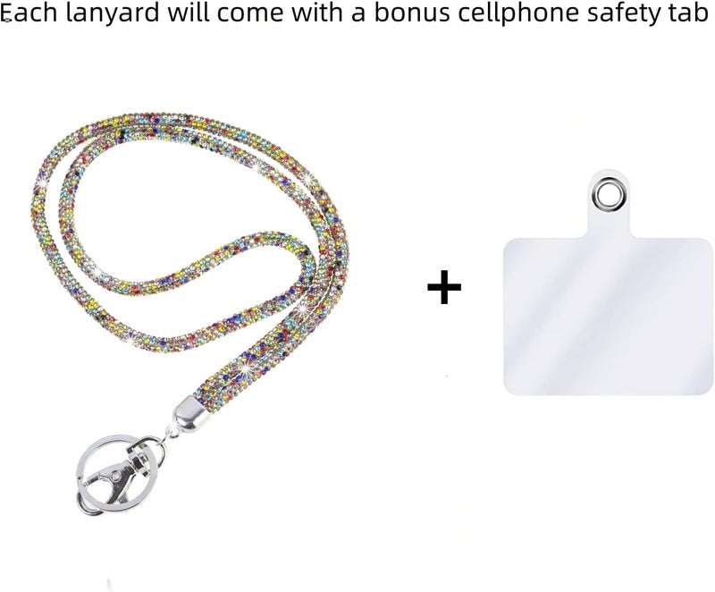 Global_Shopper Fashion 34.8'' Sparkle All Round Crystal Neck Lanyard,Bling Work Name Card Holder For Women(AB White,1PC) - Image 2